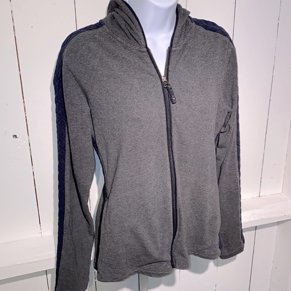 New York Laundry Hoodie Medium Cotton Blend Zip Up Gray Navy Women’s M Spring - Picture 1 of 12